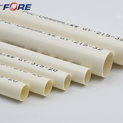 16mm 25mm 50mm Size Fireproof White U PVC Plastic Electrical Cable Conduit Pipe for Wire Casing